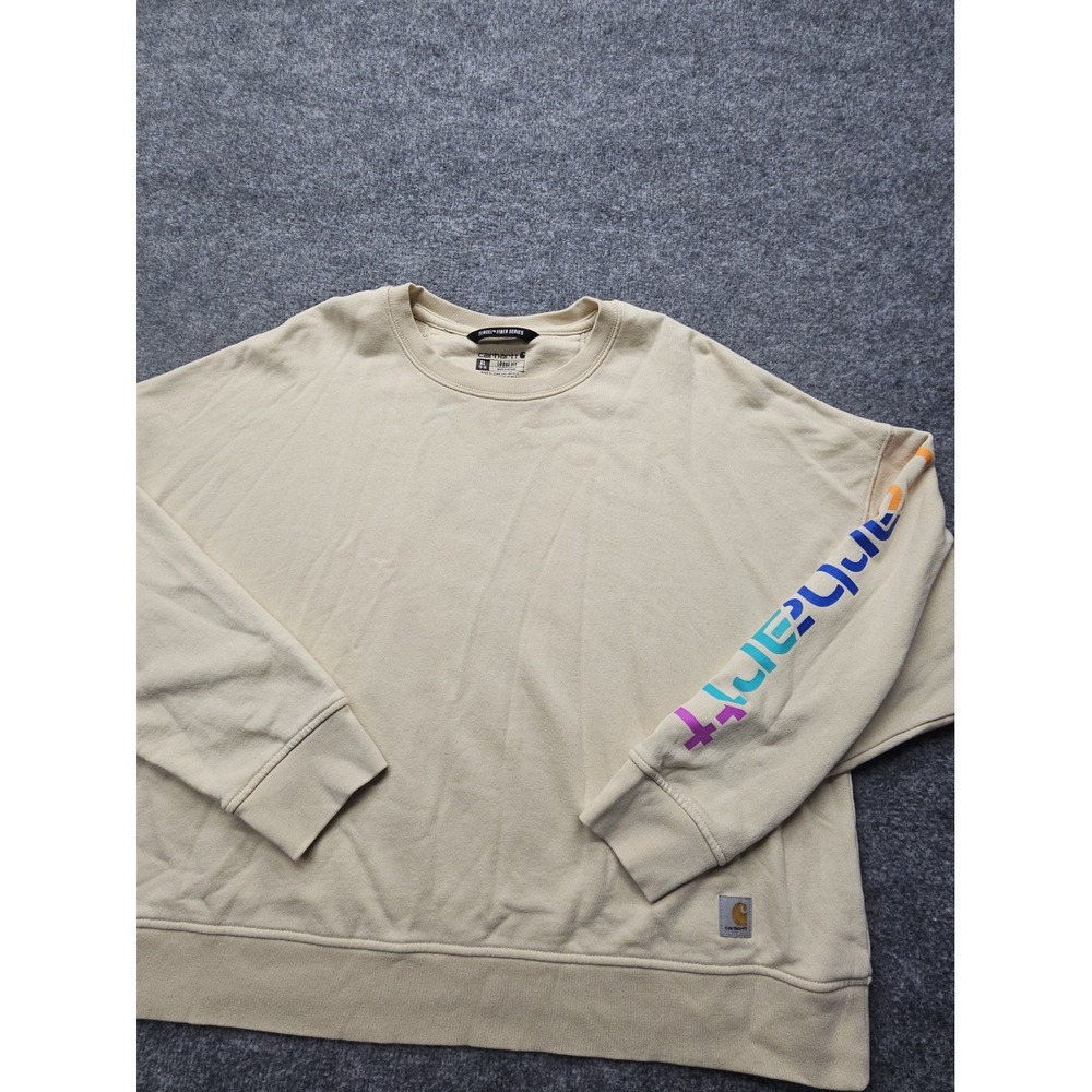 Carhartt TENCEL Fiber Series Loose Fit Logo Pullover Women's Sweatshirt XL Cream